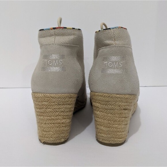 TOMS Womens 9.5 Wedges Tan Booties Whisper Desert Wedge Boot 9 1/2 Suede Shoes - Picture 6 of 14